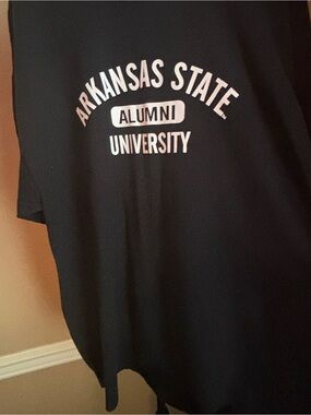 Port and Company Black Tee with White "Arkansas State" Chest Graphic